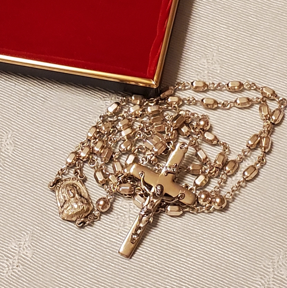 Creed Sterling Rosary Religious Cross Necklace